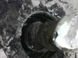Bored out keel bolt hole.JPG Bored out keel bolt hole.JPG