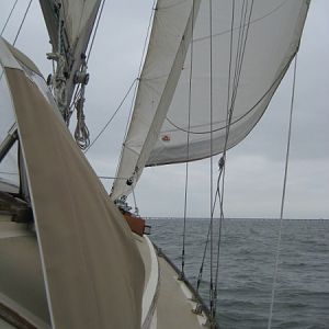 Invictus sails nicely close hauled.