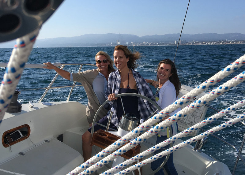 Alexandra, Susan, Sarah. Boat in mid-rehab, July, 2016.