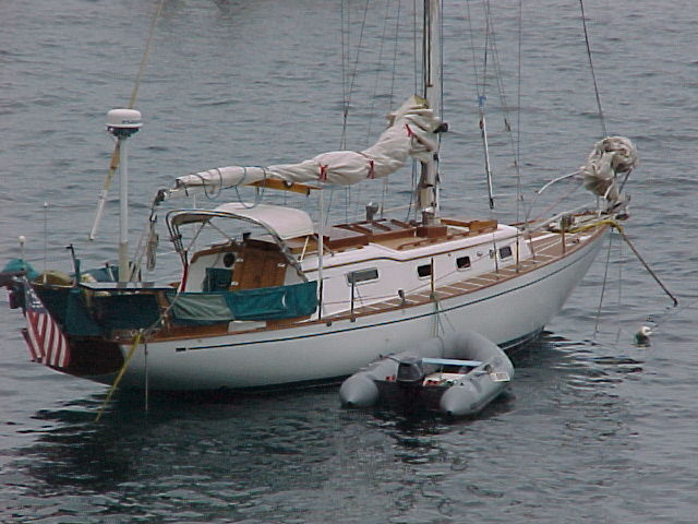 DUKKE...good boat closeup  anchored just north of the Casino at Catalina Island.