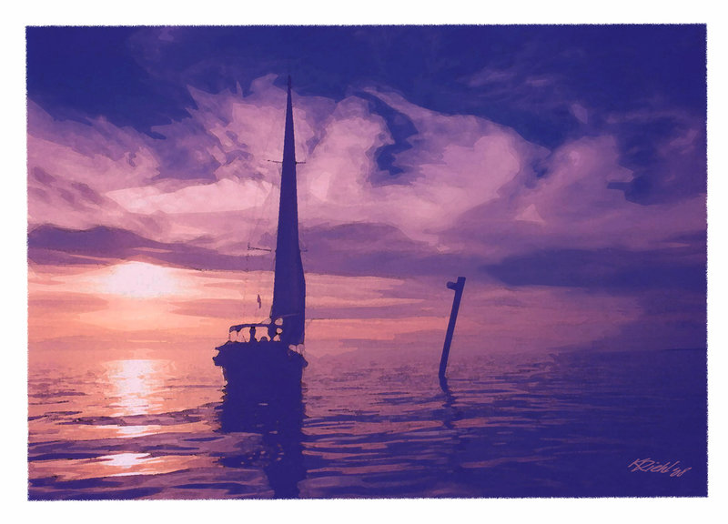 Illustration I did from an old photo taken at sunset in the Northern Berry Islands, Bahamas 1974