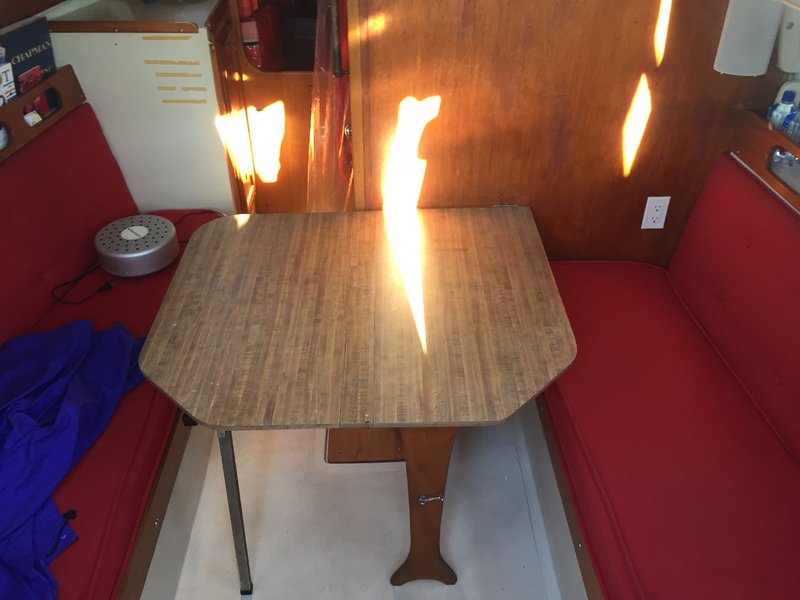 The cabin interior with original table installed.